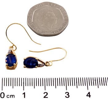 9ct gold Sapphire/Diamond Drop Earrings